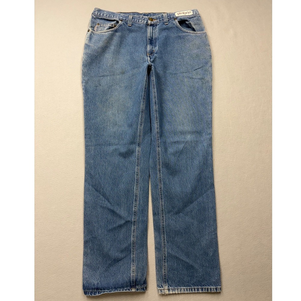 Carhartt Relaxed Fit Jeans Mens 38x36 Blue Denim Light Wash Workwear EV47